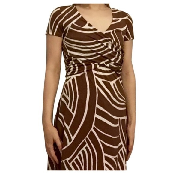 BCBG MAXAZRIA Neutral Brown & Tan Retro Geometric Sheath Dress - Picture 7 of 7